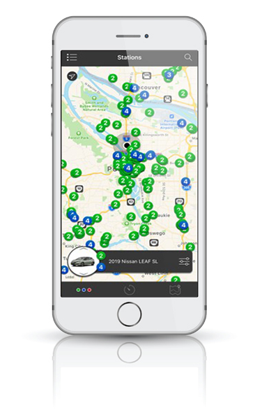 chargeway map shown on the iphone